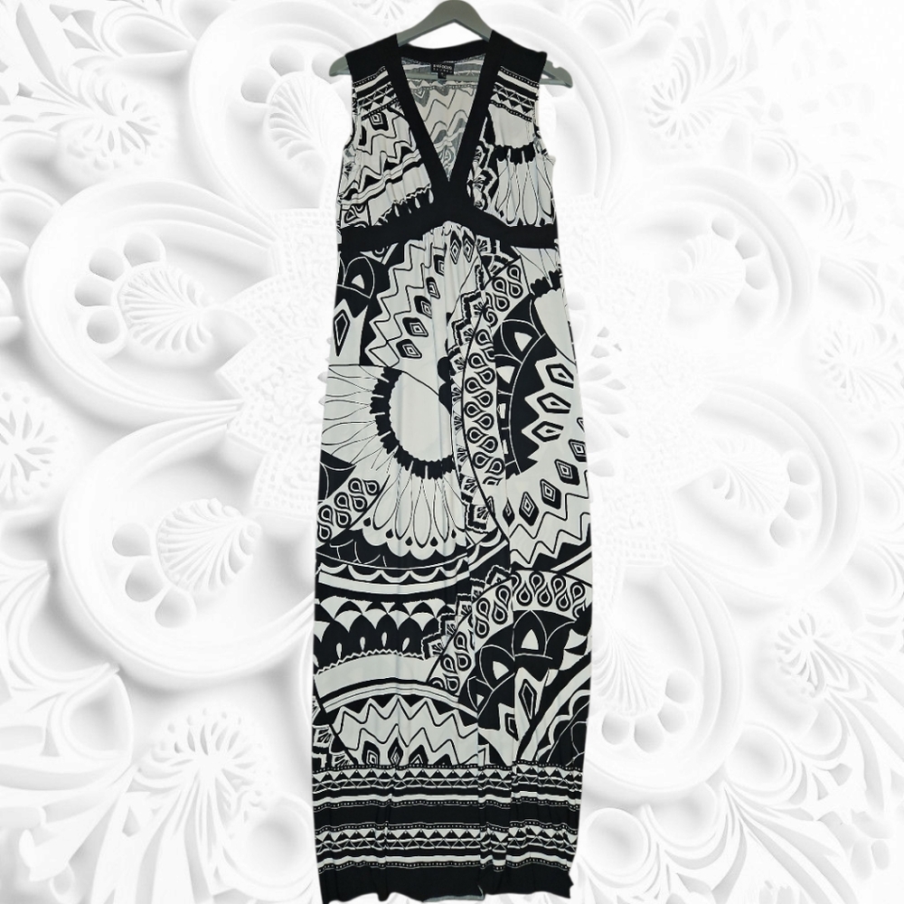 Enfocus Studio Monochrome Patterned‎ Maxi Dress